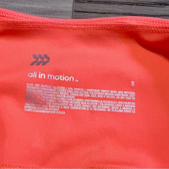 All In Motion NWOT Brushed Sculpt High Rise Workout Leggings Small Neon Orange - Picture 5 of 11
